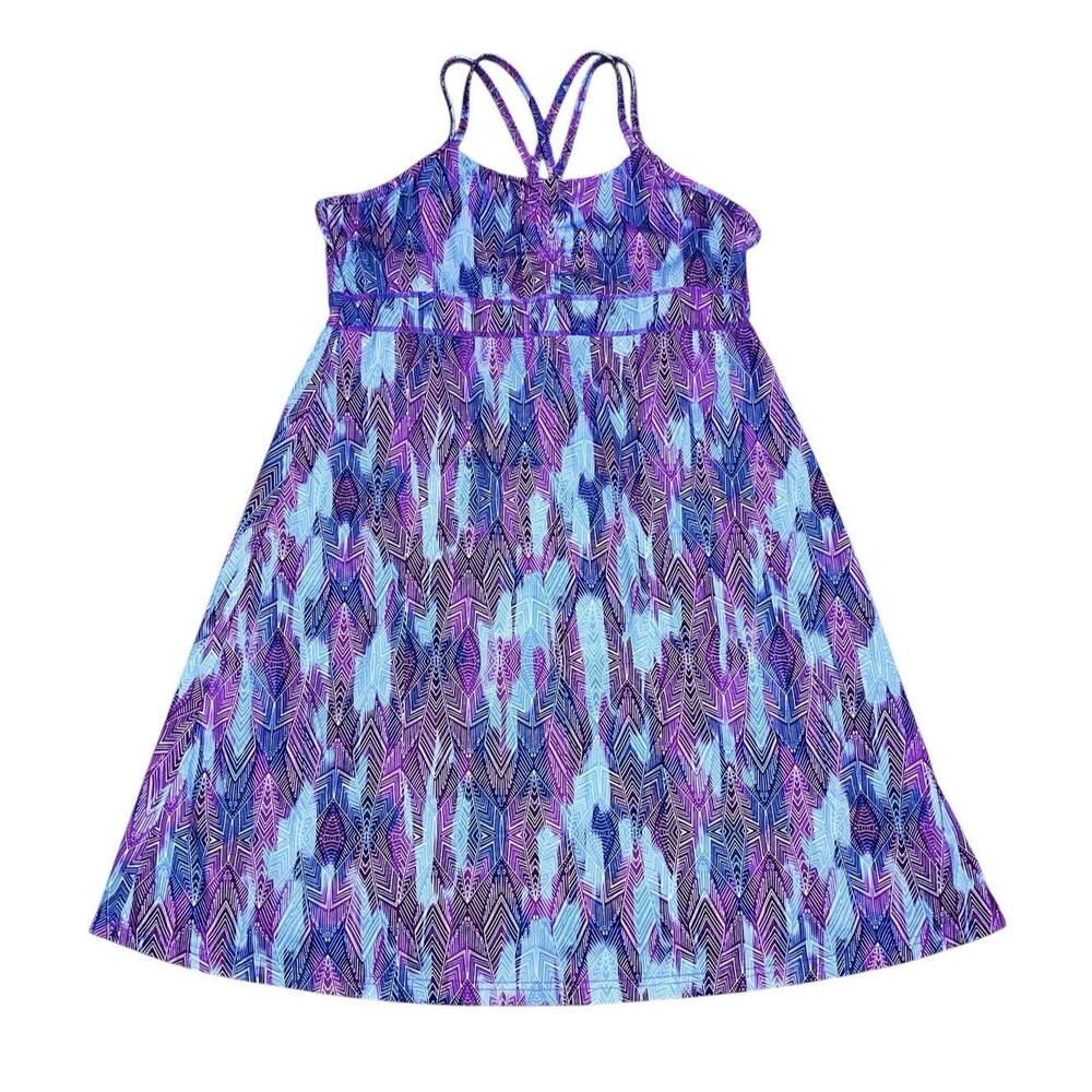 MARMOT Purple/Blue Taryn Athletic Dress Abstract Racerback Shelf Bra Travel XL
